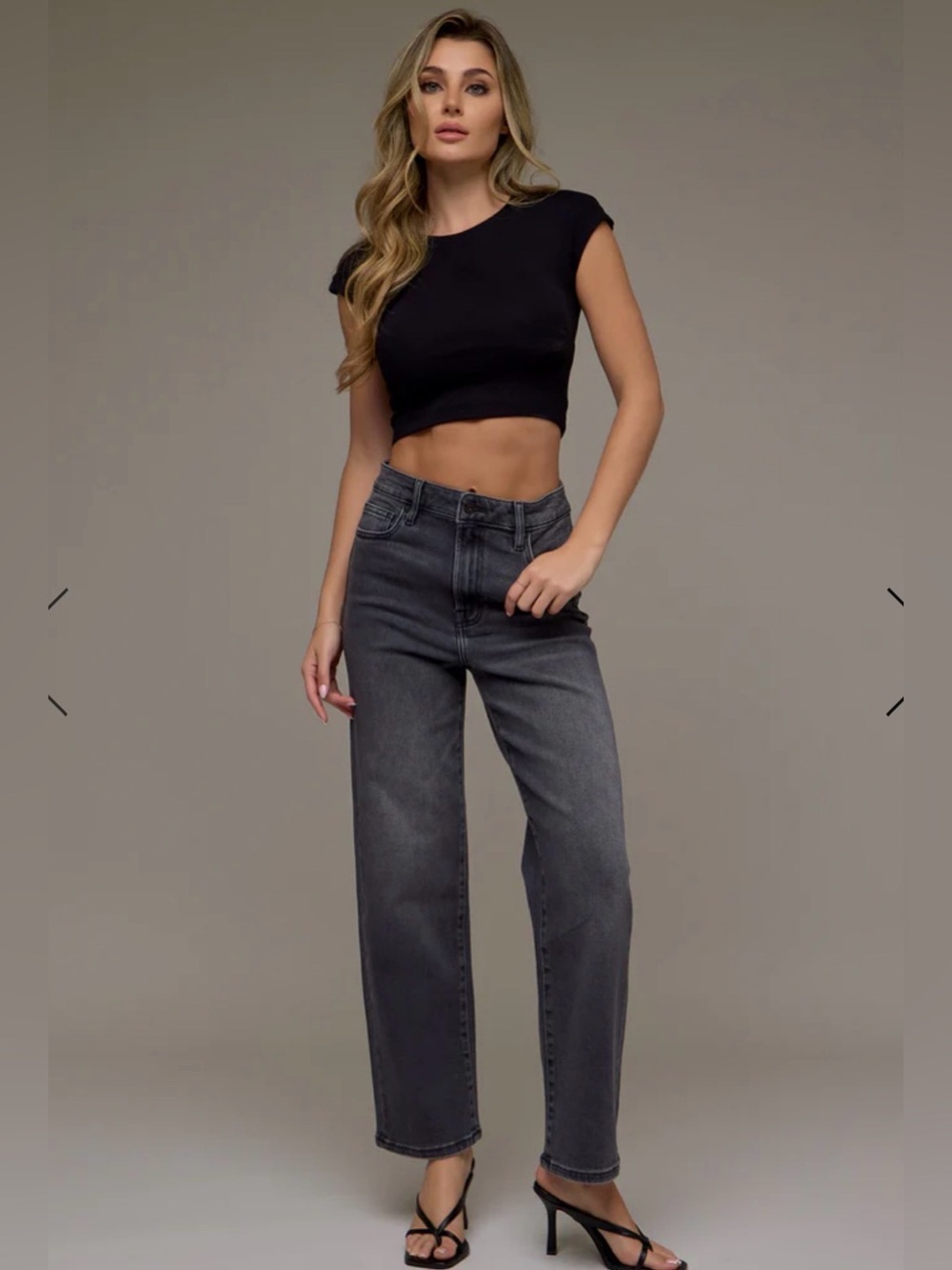 Hidden Jeans Ella Los Angeles High-Waist Wide Straight Leg Jeans - Charcoal Gray